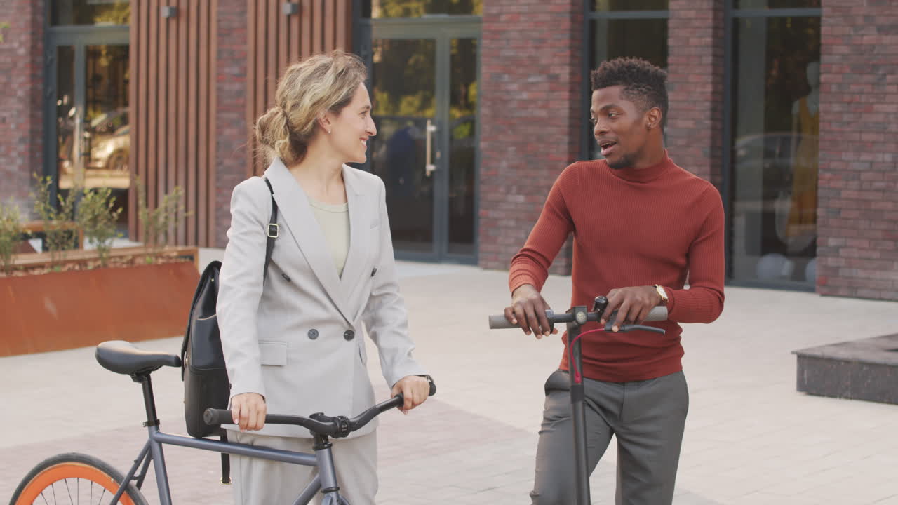 Portrait of Active Business Partners with Vehicles Outdoors