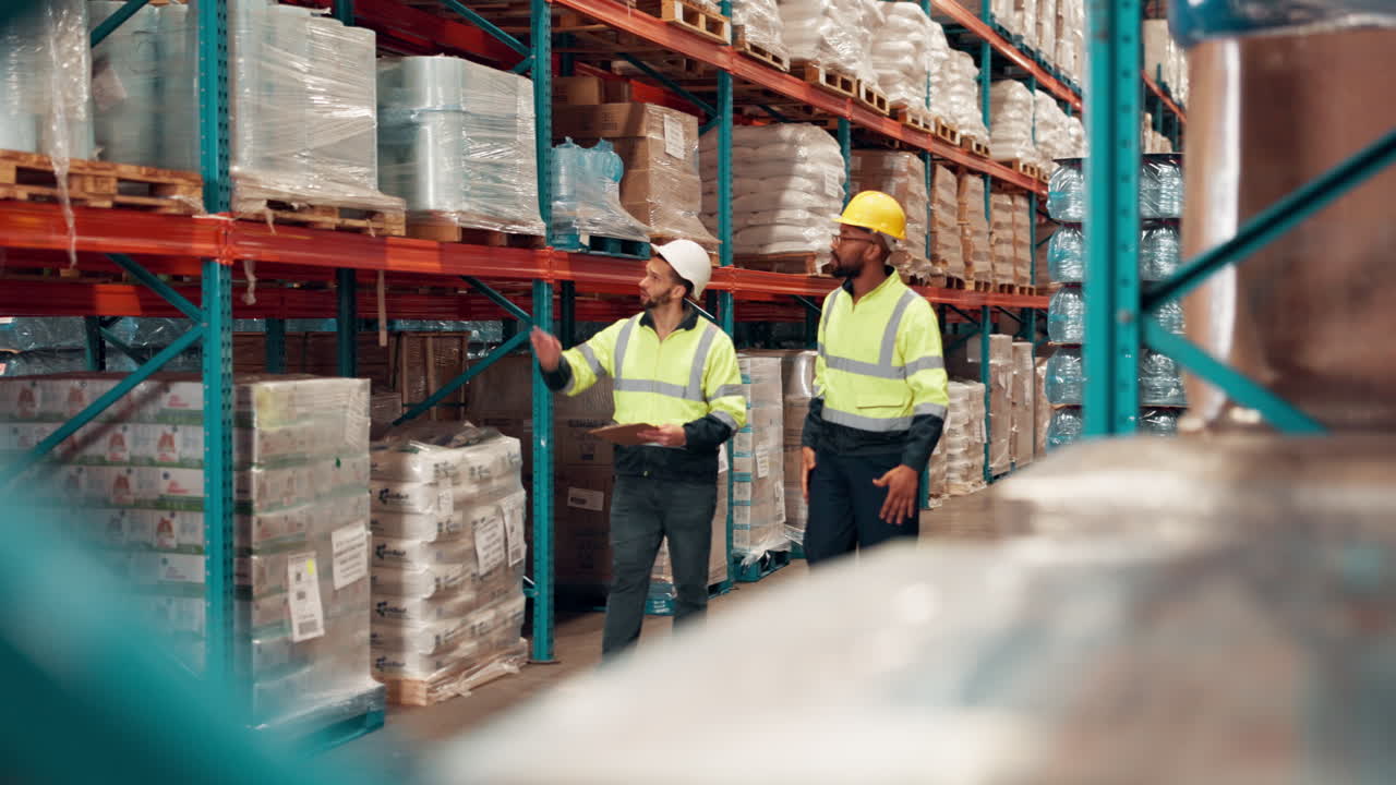 Workers checking inventory in a warehouse