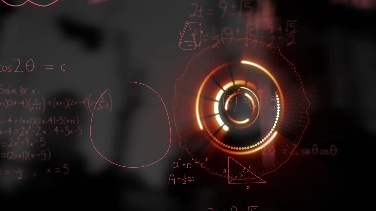 animación de un círculo en movimiento y ecuaciones matemáticas sobre fondo negro