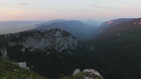 timelapse of a beautiful swiss landscape during sunset in summer, creux du van