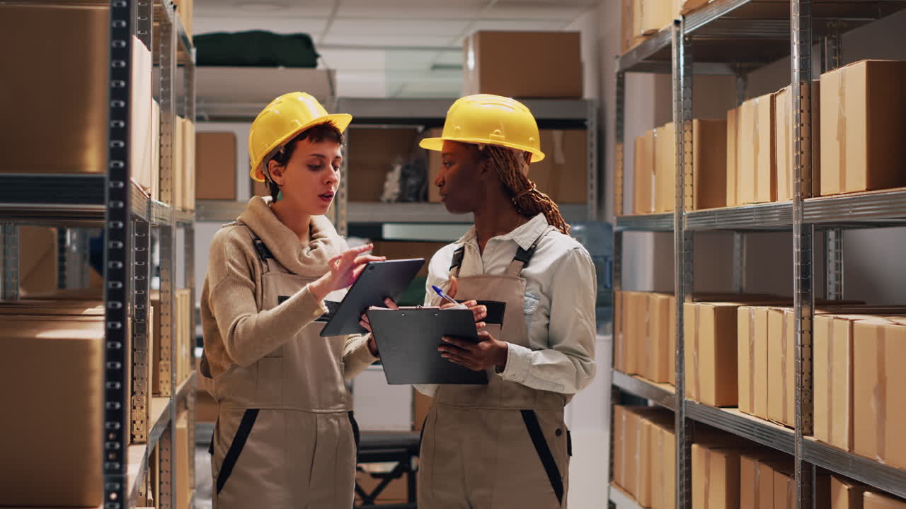 trabajadores del almacén comprobando el inventario