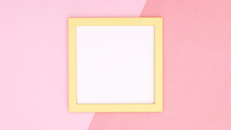 Make up products filling yellow frame . Stop motion
