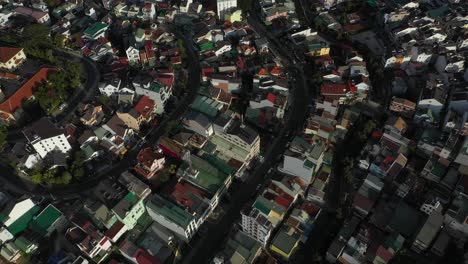 dalat city or da lat, vietnam fly in shot on beautiful sunny morning