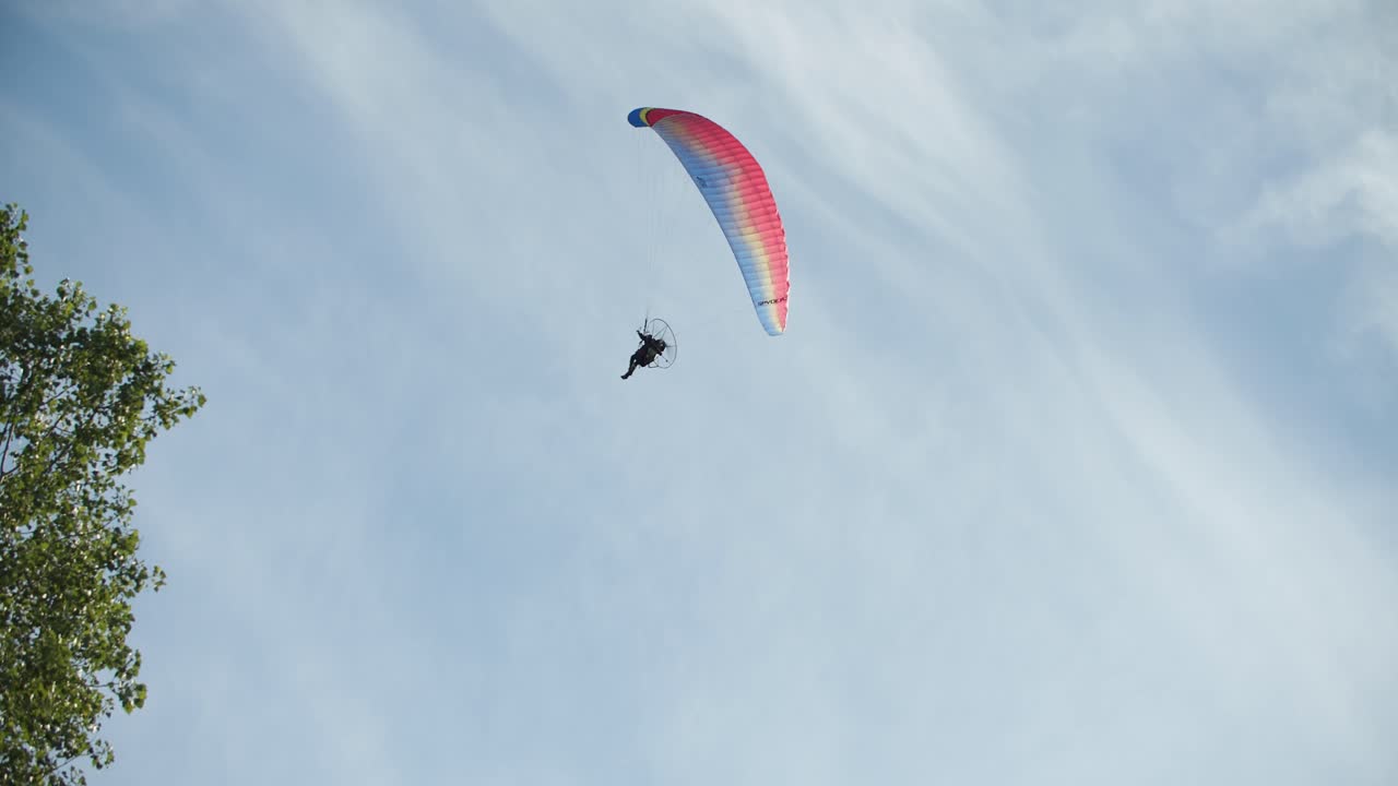 Paraglider flying in the sky of Wisconsin
