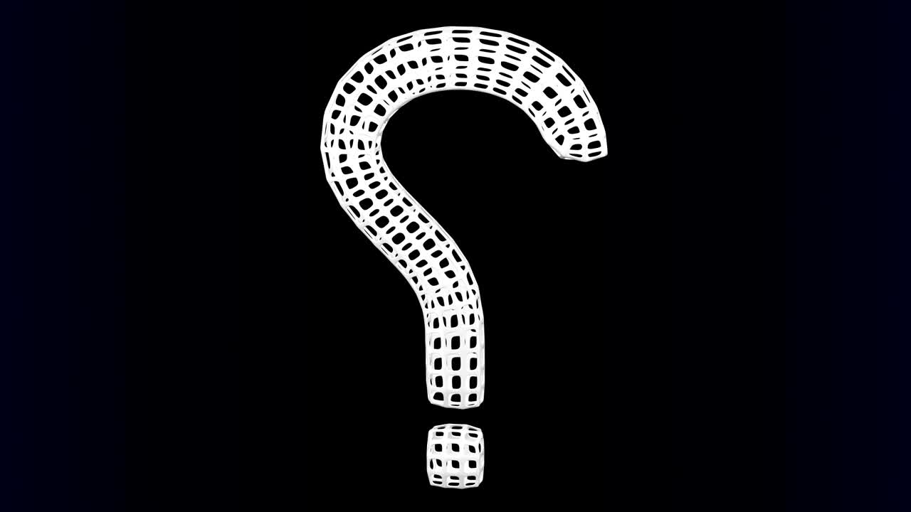 Question sign shaped cellular structures turn around.