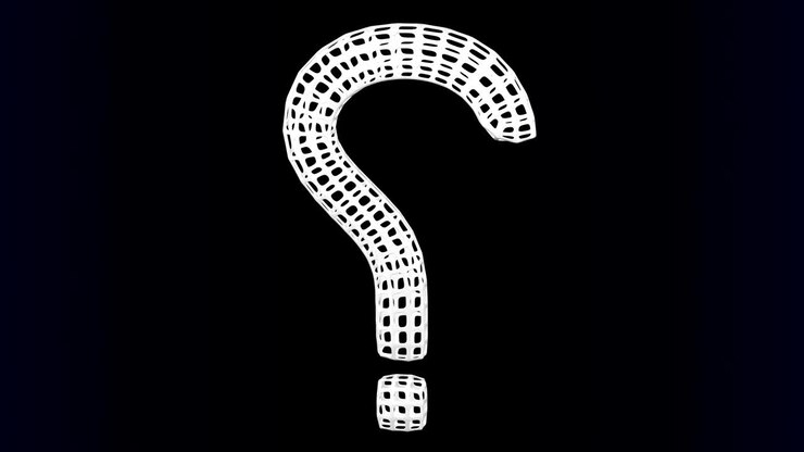 Question sign shaped cellular structures turn around.