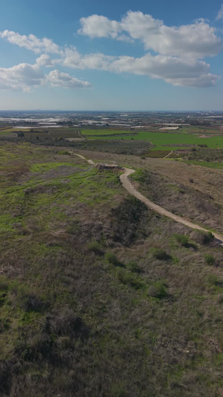 Tel Gezer National Park's Megalithic structure from a dramatic top-down vertical perspective, illustrating its historical importance in the region