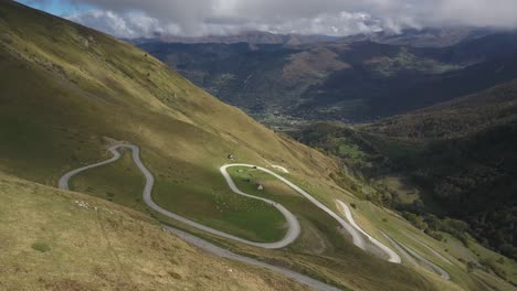bucolic and idyllic panoramic view of col du portet mountain pass in french pyrenees, france