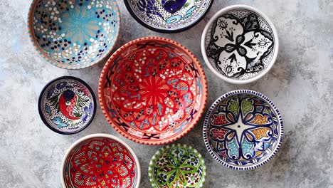 Collection-of-empty-moroccan-colorful-decorative-ceramic-bowls