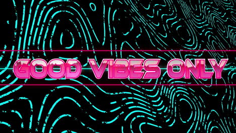 animación de buenas vibraciones sólo sobre líneas de neón con glitch en fondo negro.