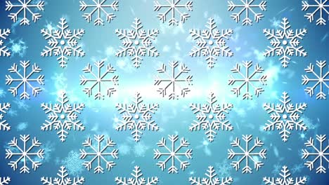 animation of snow falling over blue background