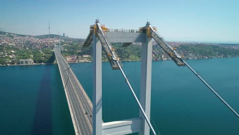 istanbul bosphorus bridge drone footage at night during covid lockdown, jk01