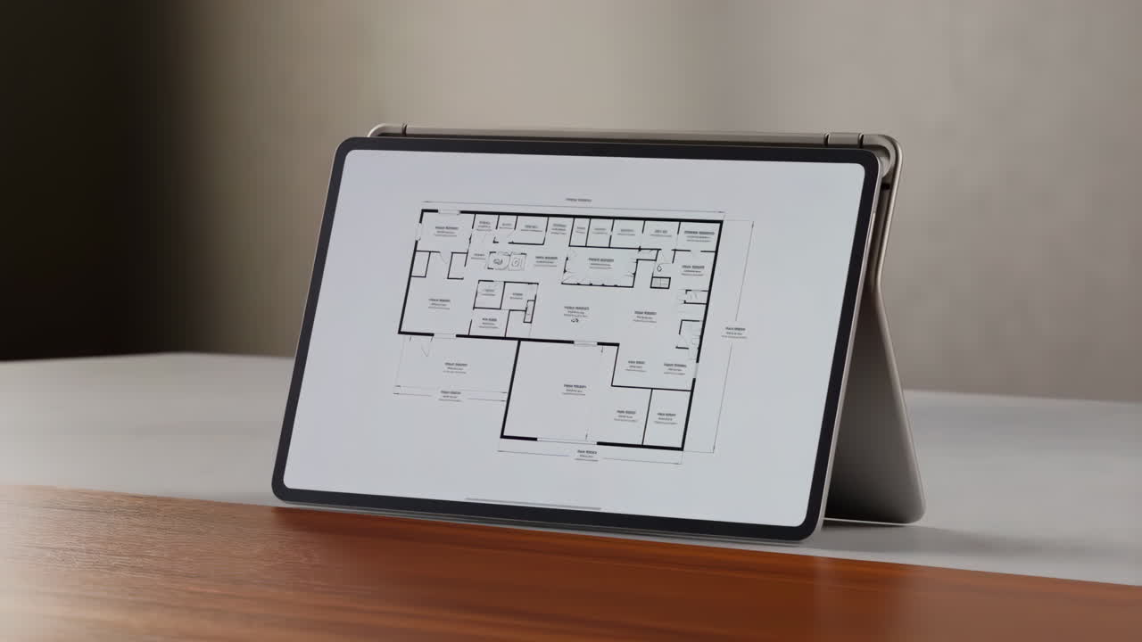 Tablet displaying a floor plan