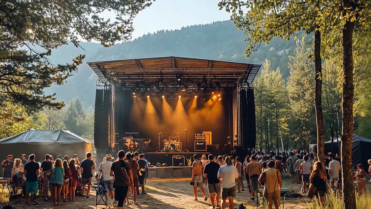 Outdoor Music Festival with a Large Crowd