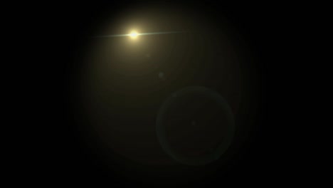 el destello realista de la lente de luz sobre un fondo negro.