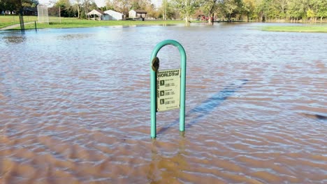 community park and recreation area, trail is flooded after hurricane