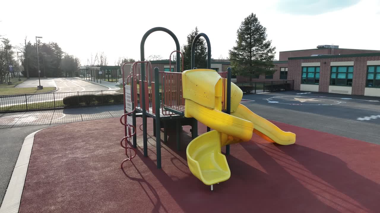 Aerial view of a playground at an elementary school