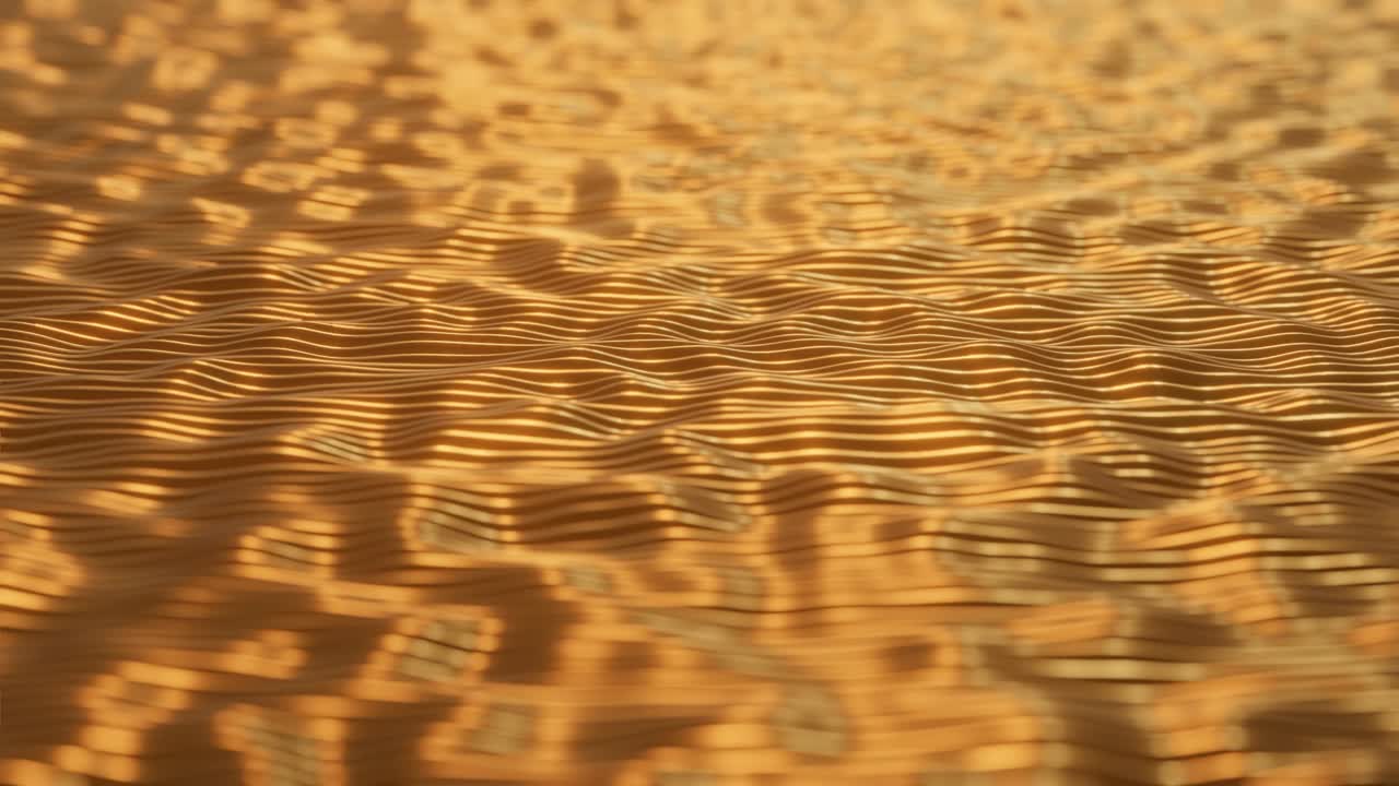 금색 3d 파동 배경, 추상적인 럭셔리, 움직이는 금색 패턴, 애니메이션 4k 루프