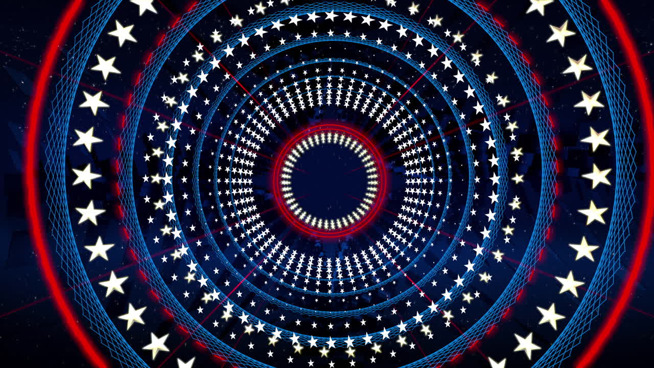 estrellas azules abstractas moviendo fondo en bucle, estilo de túnel circular futurista, para diseño de escenario, mapeo de proyección visual, video musical, programa de televisión, editores y vjs para pantallas led o desfile de moda