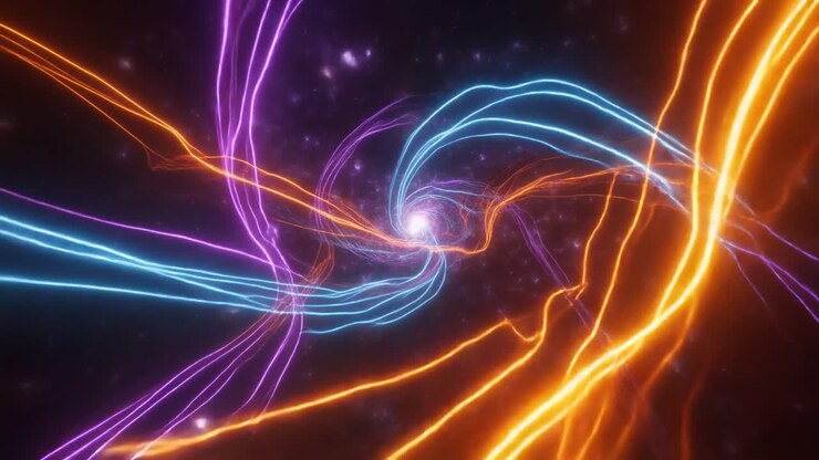 Futuristic Abstract Tunnel of Glowing Neon Light Trails