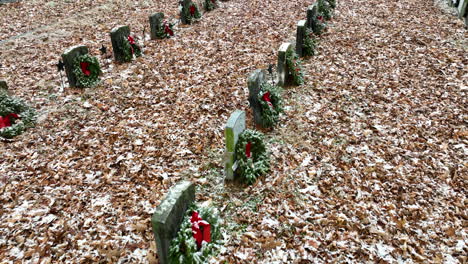 cemetery decorated with christmas wreaths for american service men and women