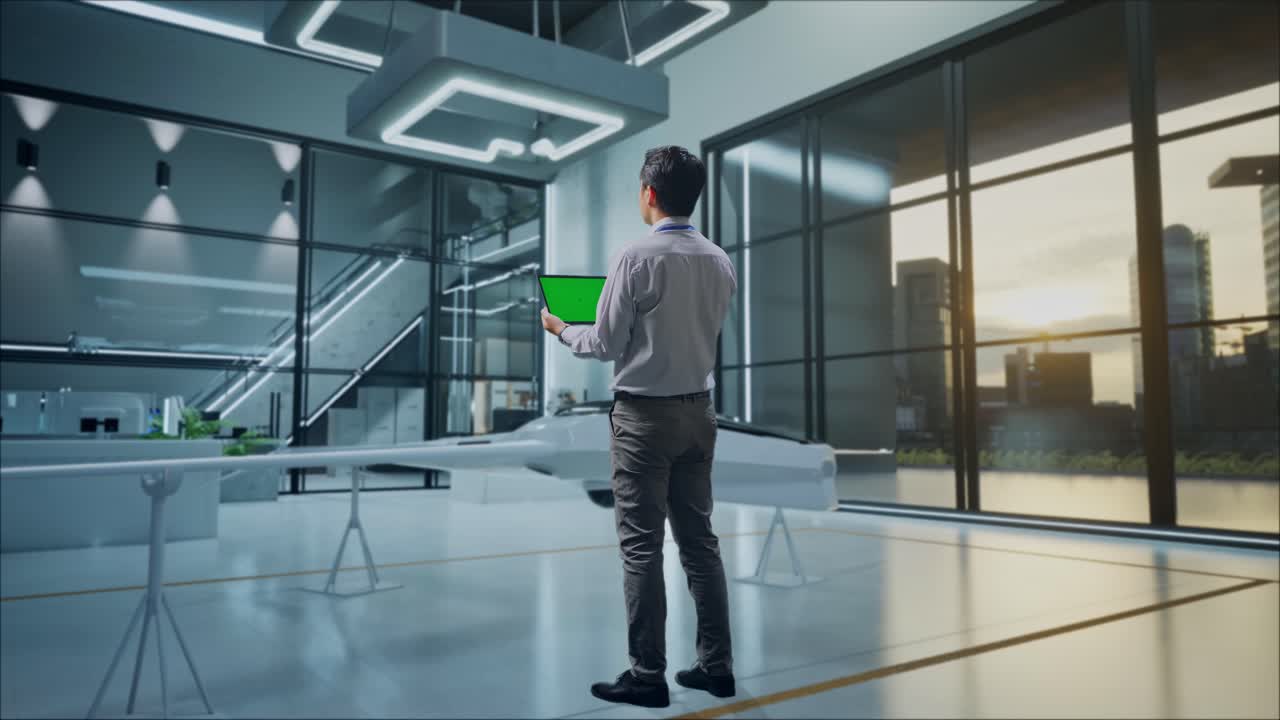 prueba de tecnología de drones en instalaciones modernas