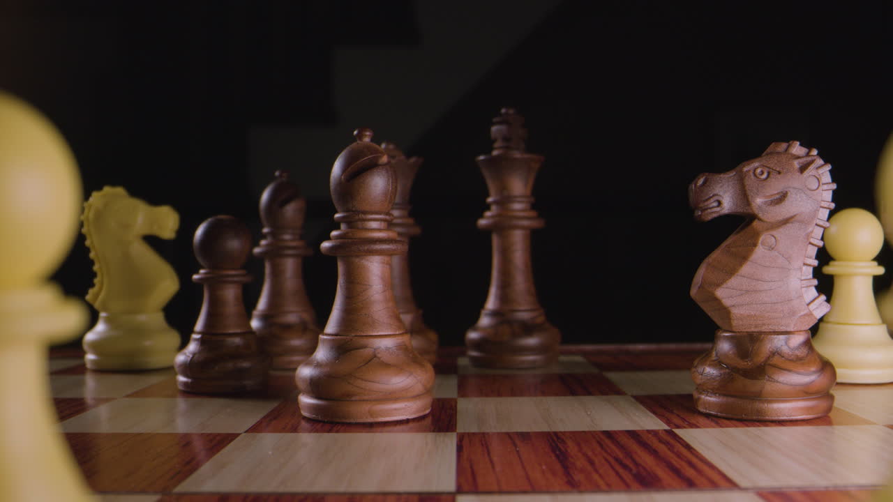 Chess bishop takes pawn. Macro.