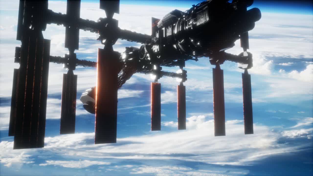 지구 위 에 있는 우주 공간 에 있는 국제 우주 정거장