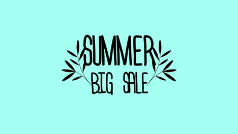 summer big sale with green flowers on blue gradient