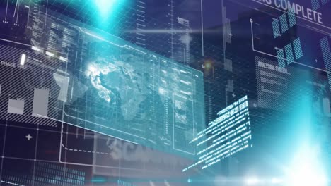 animación del procesamiento de datos sobre el paisaje urbano