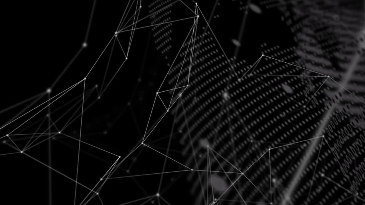animazione digitale della rete di connessioni e del globo rotante su sfondo nero