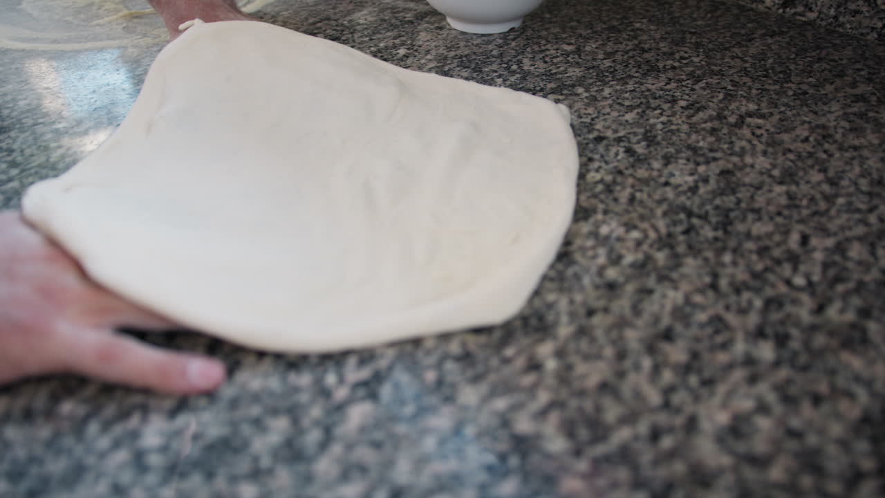 Thin And Round Shaped Pizza Dough Prepared By The Italian Chef