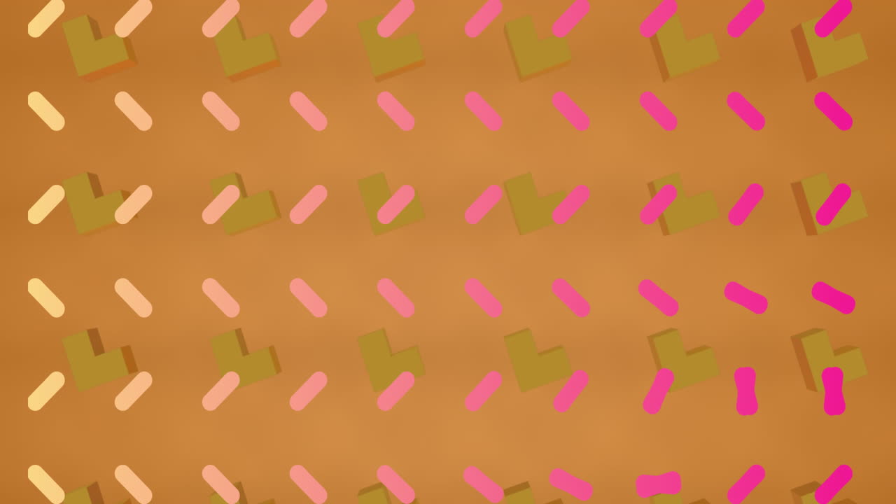 오렌지색 배경에 원활한 루프로 움직이는 패턴의 애니메이션