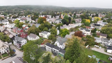 aerial over neighborhood and homes in rutland vermont