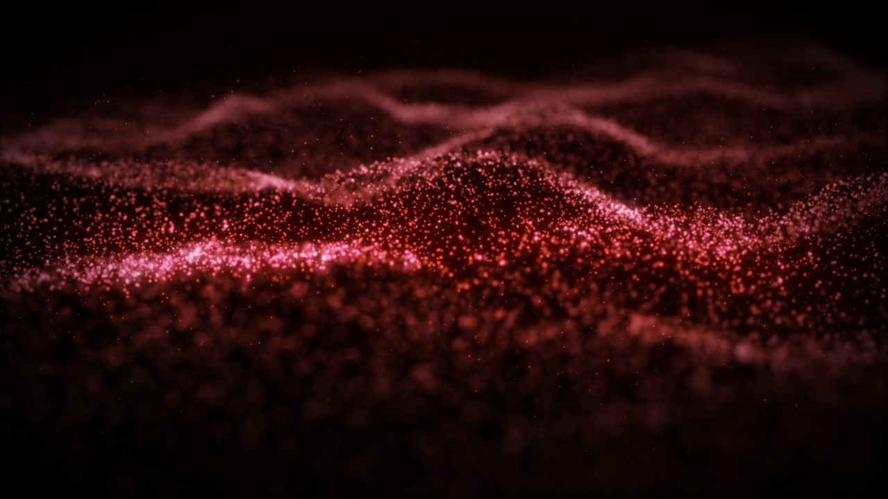 Flowing particles glowing surface. Blinking shiny waves from dots. Mesh, grid animation. FUI HUD element. Loopeable