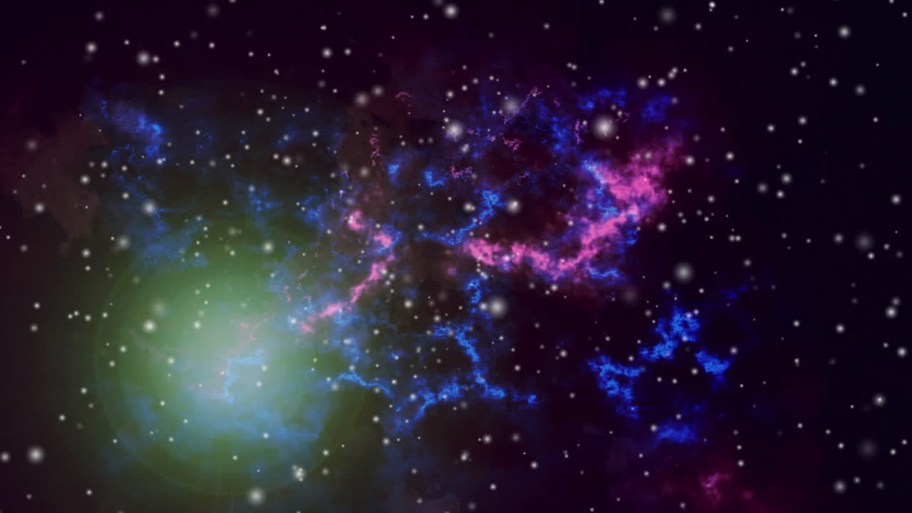 animación de estrellas en movimiento y brillantes en el espacio con nebulosas coloridas