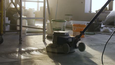 floor polishing in a construction site