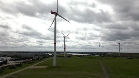 Wind-turbines-generating-electricity-in-Belgium,-aerial-view