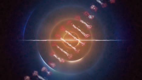 animation of dna strand over blue circles