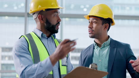 Businessman,-talking-or-construction-clipboard