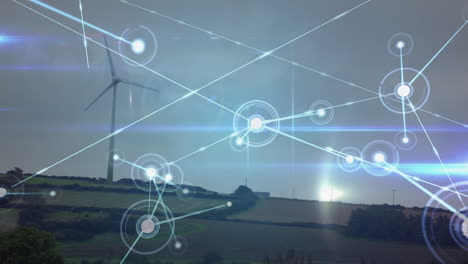 animation of network connection with wind turbine in background