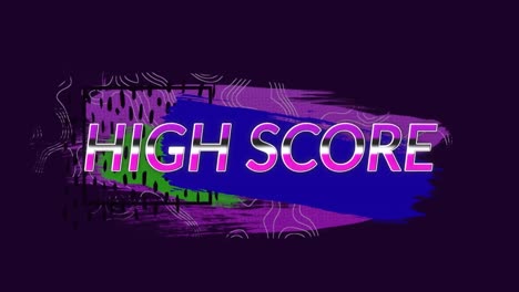 Animation-of-high-score-over-moving-colorful-graphics-on-dark-background