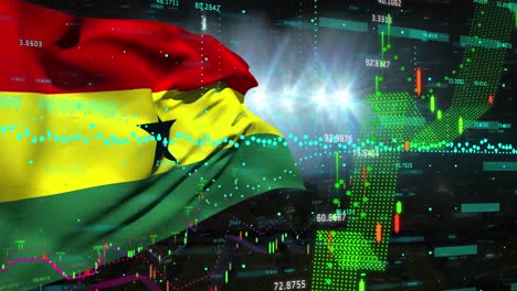 Animation-of-data-processing-over-flag-of-ghana