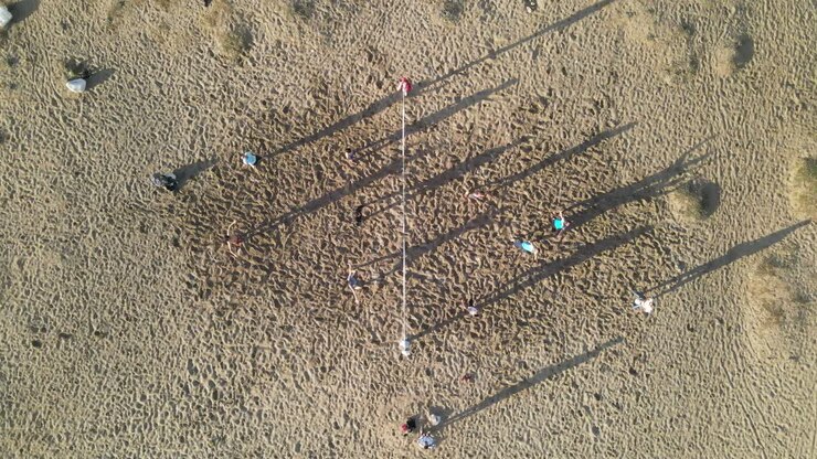 Volleyball Sand Beach Aerial Drone Shot