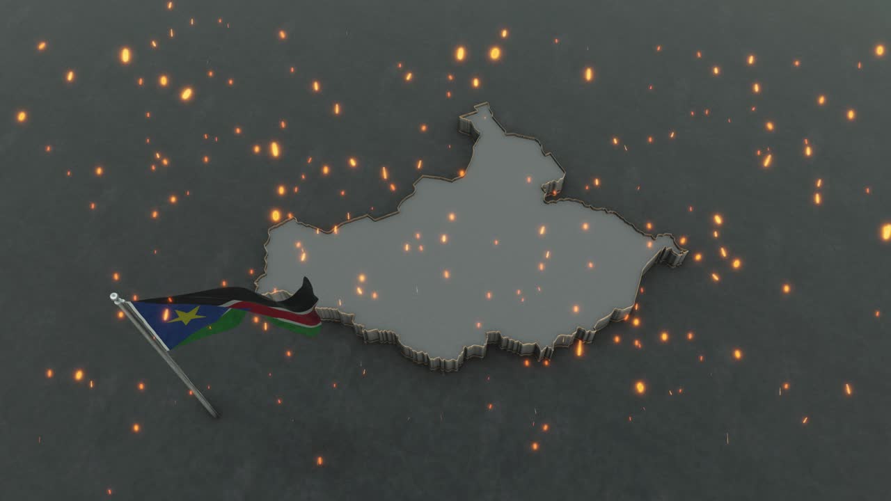 South Sudan Map and flag Background 4K