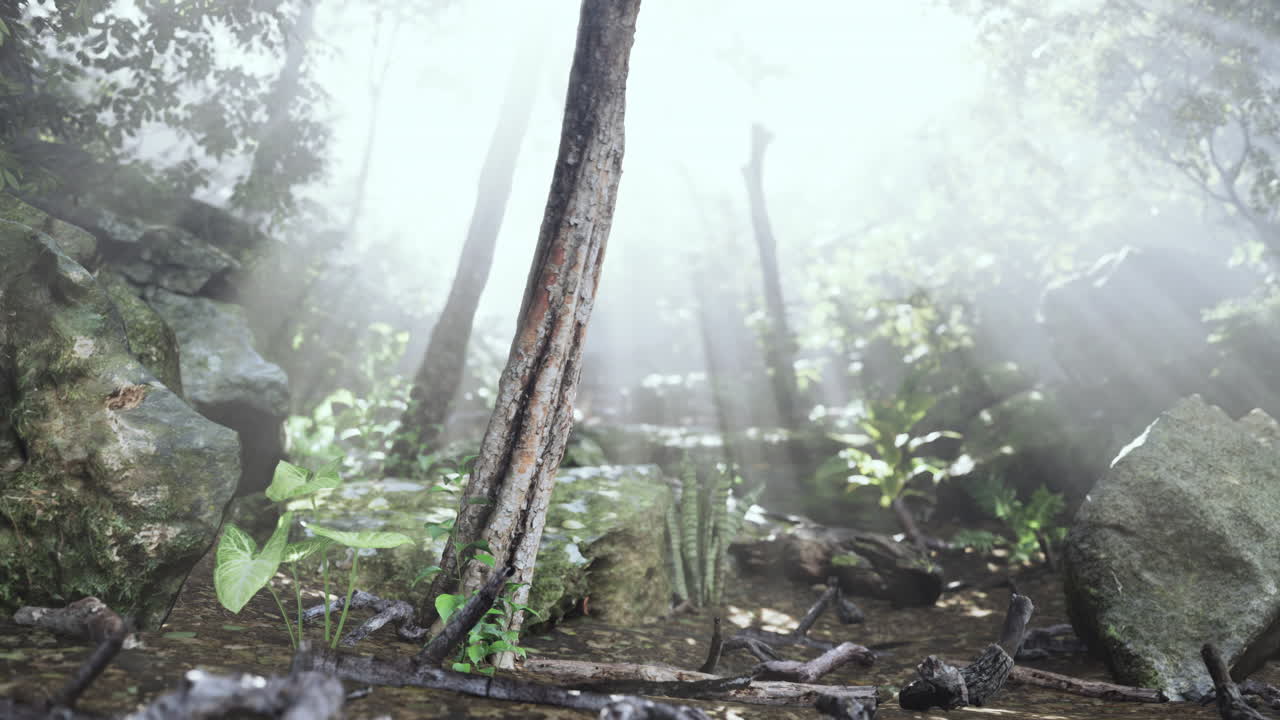 빛이 비치는 숲길
