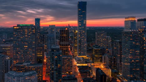 beautiful sunset city skyline in toronto