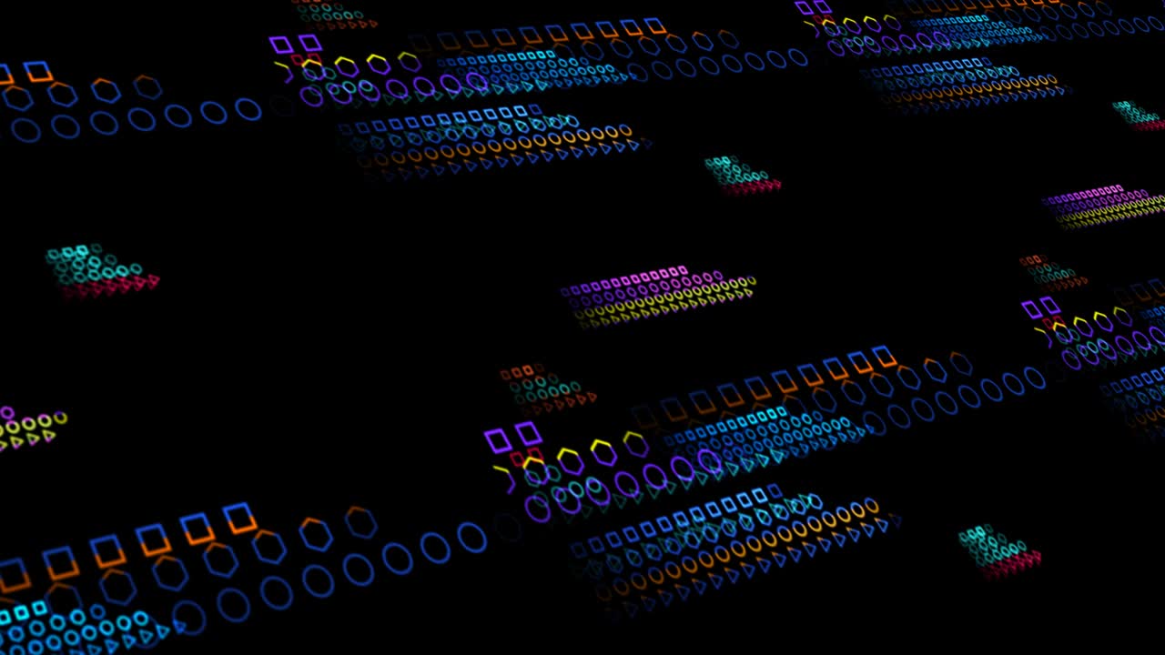 Quantum computer futuristic technology digital holographic process and analysis for big data abstract colorful polygon motion faded background