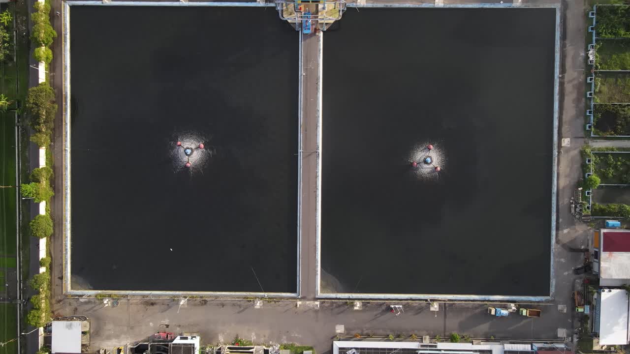 Aerial view wastewater treatment plant