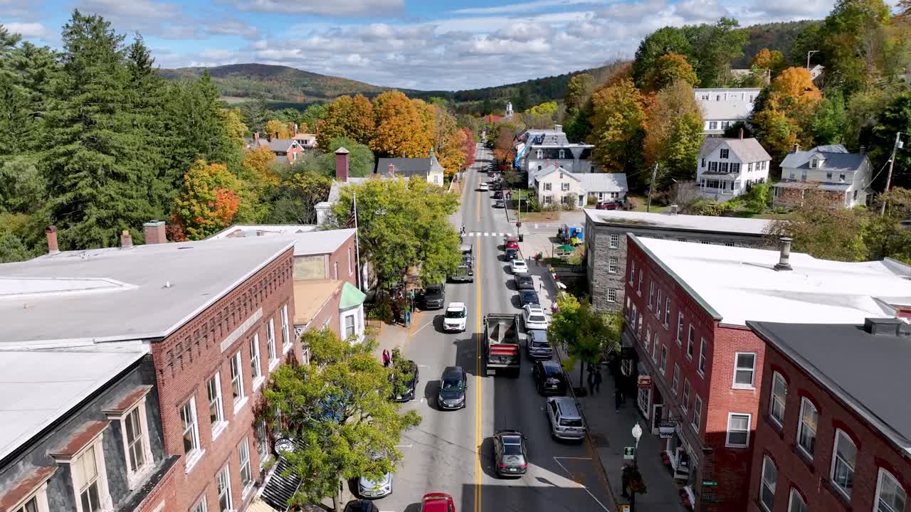 aerial street level woodstock vermont